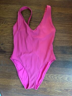 Solid & Striped XL Ribbed Pink One-Piece Swimsuit